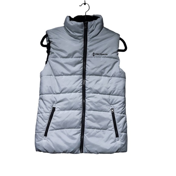 FREE COUNTRY WOMEN'S M WHITE PUFFER VEST MOCK NECK ZIP UP POCKETS SLEEVELESS‎ - Picture 1 of 9